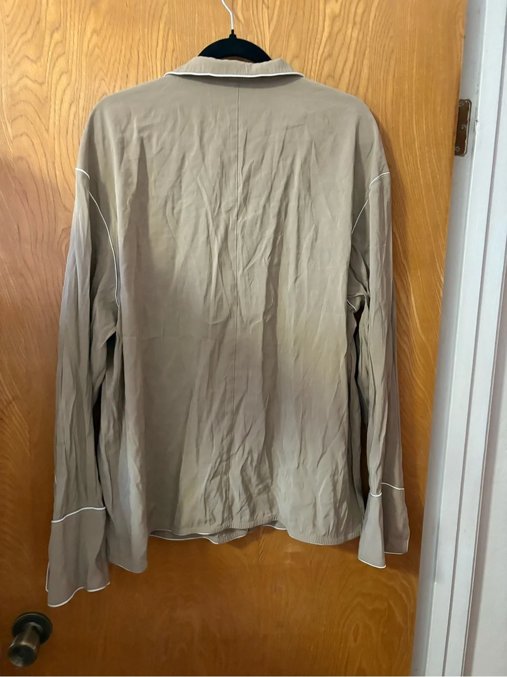 Nap Beige Button-Front Shirt with White piping S